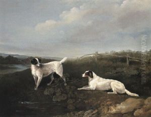Spaniels In A River Landscape