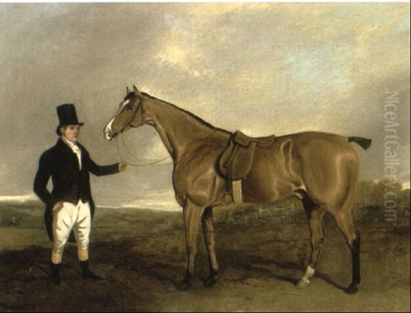 A Gentleman Holding A Hunter In An Extensive Landscape - view 1