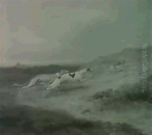 Two Greyhounds Coursing A Hare by Edwin Cooper