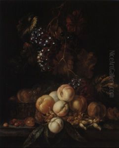 Still Life Of Fruit On A Stone Ledge