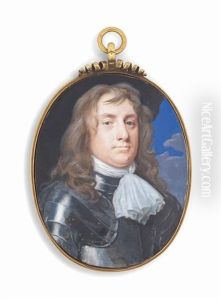 A Gentleman, Traditionally Called George Monck, 1st Duke Of Albemarle (1608-1670), In Gilt-studded Metal Armour, White Jabot, Long Fair Hair; Cloudy Sky Background