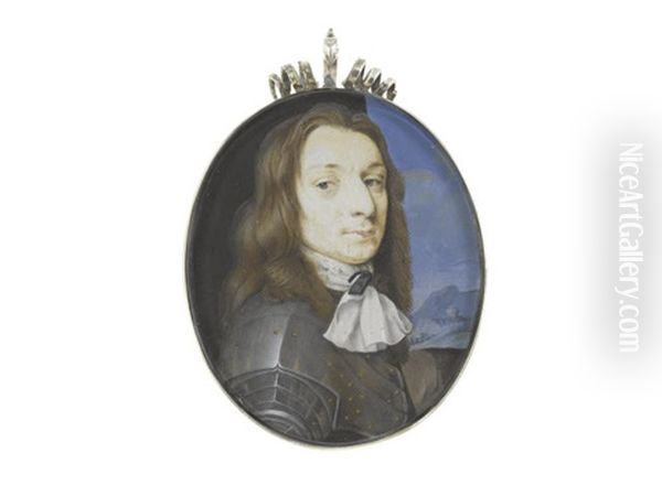 A Gentleman Of The Slingsby Family, Possibly Sir Thomas Slingsby Of Scriven, 2nd Baronet (1636-1687), Wearing Suit Of Armour Over White Stock And Cravat Tied With Black Ribbon - view 1