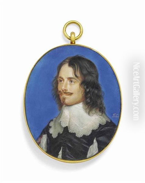 A Gentleman Called Sir William Scott, Later Lord Clerkington (d. 1656), In Black Doublet, Slashed On Front And Sleeves To Reveal White, Lace-trimmed Lawn Collar, With Long Curling Black Hair - view 1