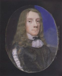 A Gentleman (a Parliamentarian?), Aged 24, Wearing Armour, Short, White Cravat Tied With Black Ribbon, His Blond Hair Worn Long, Sky Background