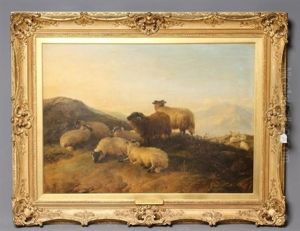 On The Hills Summertime, Sheep Reposing by Thomas Sidney Cooper