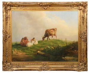 Bucolic Landscape With Cattle And Sheep by Thomas Sidney Cooper