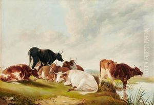 Cattle Resting By A River by Thomas Sidney Cooper