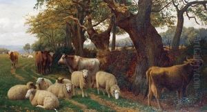 Cows And Sheep On A Country Lane