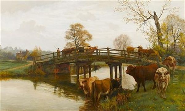 Cattle Crossing Dedham Bridge - view 1