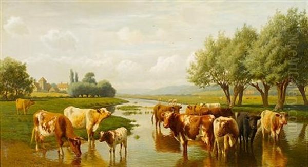 Cattle Watering At Thanington, Kent - view 1