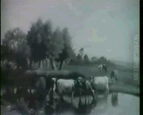 Watering Cows In Landscape - view 1