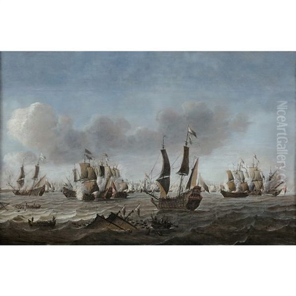 Combat Naval Opposant Anglais Et Hollandais - view 1