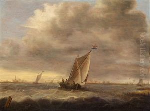 Fishing Boats On Rough Seas by Pieter Coopse