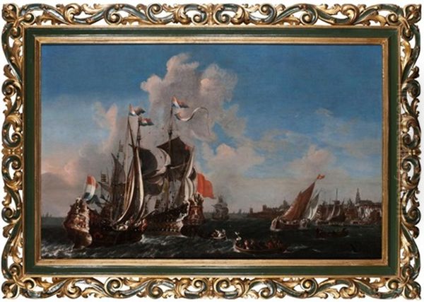 Dernier Quart Du Xviieme Siecle La Flotte Hollandaise A L'embouchure De L'escaut, Pres De Vlissingen - view 1
