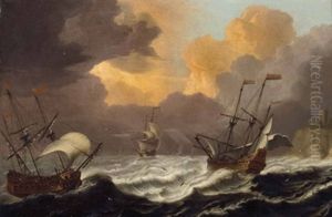 Segelschiffe Auf Sturmischer See by Pieter Coopse