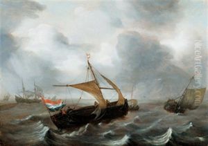 Schiffe Auf Bewegter See by Pieter Coopse