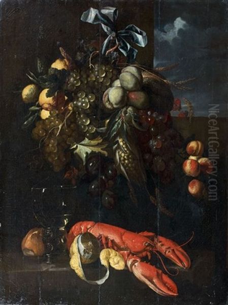 Composition Aux Pommes, Raisins Et Homard - view 1