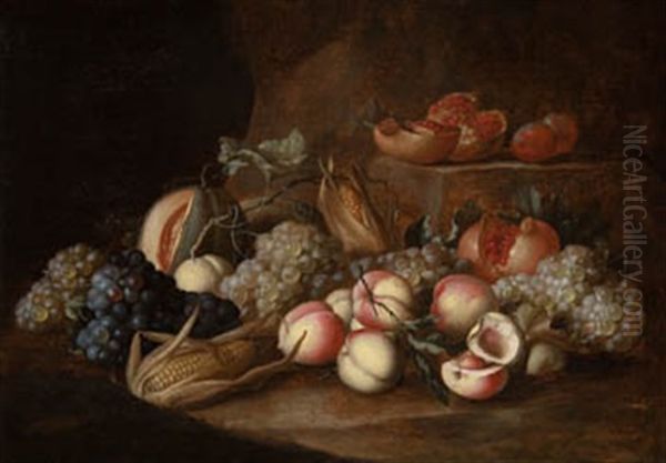 Bodegon Con Frutas Sobre Base De Piedra - view 1