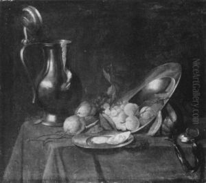 Fruchtestilleben Mit Zinnkrug Und Taschenuhr