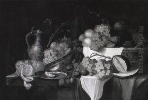 Nature Morte Au Panier De Fruits Et Faiences De Delft by Alexander Coosemans