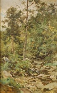 Ruisseau Dans Un Paysage Boise by Joseph Theodore Coosemans