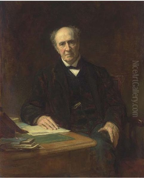 Portrait Of Richard Twining Esq. In A Black Suit, At A Writing Desk - view 1