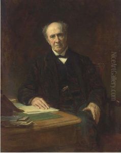Portrait Of Richard Twining Esq., Seated Three-quarter-length, In A Black Suit, At A Writing Desk by Sir Arthur Stockdale Cope