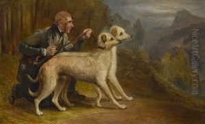 The Marquis Of Huntley's Pair Of Deerhounds, 'narren' And 'gaivney' In A Highland Landscape