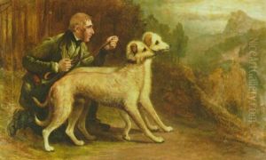 The Marquis Of Huntly's Pair Of Deerhounds, "narren" And "gaivney" In A Highland Landscape by Charles West Cope