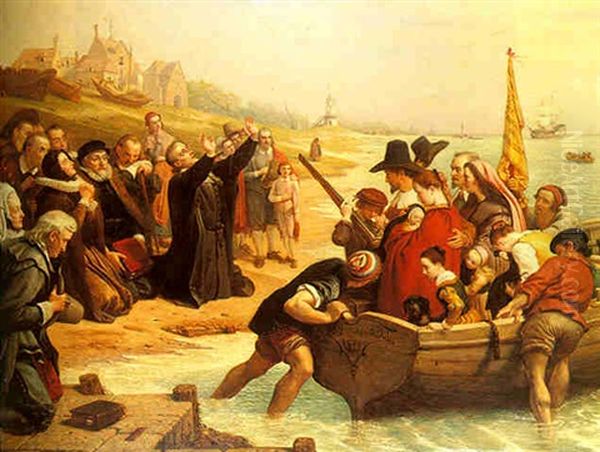The Pilgrim Fathers - Departure Of A Puritan Family For New England - view 1