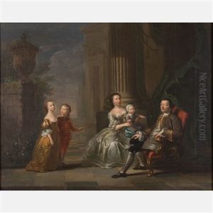 Gentleman And Lady With Children In A Courtyard Gentleman And Lady With Children In A Courtyard
