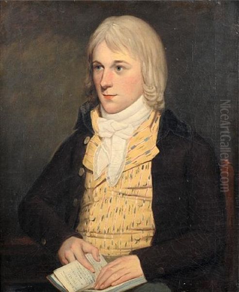 Portrait Of A Young Man In A Brown Coat, Seated Reading A Copy Of Fingal - view 1