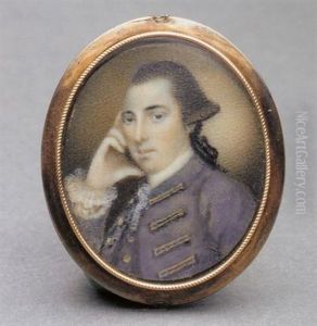Portrait Of Joseph Barrell, His Brown Hair En Queue And Tied At His Shoulder, His Face Resting On His Hand, Wearing Mauve Jacket And Waistcoat, Lace Jabot And Cuffs