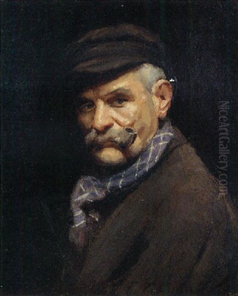 Portrait Of A Gentleman Wearing A Cap, Smoking A Pipe - view 1