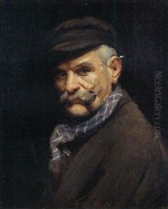 Portrait Of A Gentleman Wearing A Cap, Smoking A Pipe