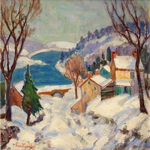 River Landscape In Winter by Fern Isabel Coppedge