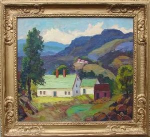 Cottage, Landscape With Mountains