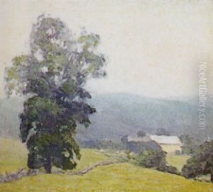 Spring Landscape With House In Background by Fern Isabel Coppedge