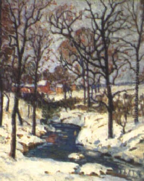 Creek From The Village Snow Scene - view 1