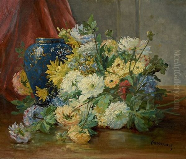 Jetee De Fleurs Au Vase Bleu - view 1