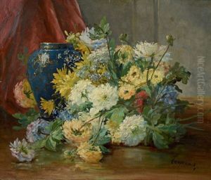 Jetee De Fleurs Au Vase Bleu