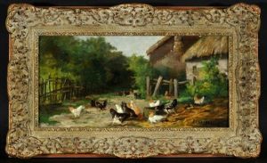 Huhner Im Hinterhof by Edmond Van Coppenolle