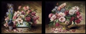 Natures Mortes Aux Fleurs (2 Works) by Edmond Van Coppenolle