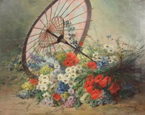 Jetee De Fleurs Et Ombrelle Japonaise