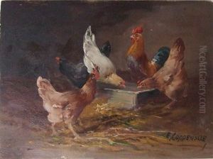 Scene De Basse-cour by Edmond Van Coppenolle