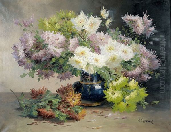 Stillleben Mit Dahlien In Blauer Vase - view 1