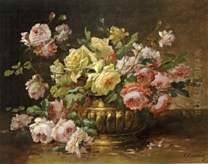 Bouquet De Roses Au Vase De Cuivre