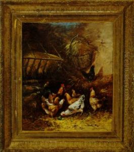 Poultry In A Henhouse by Edmond Van Coppenolle