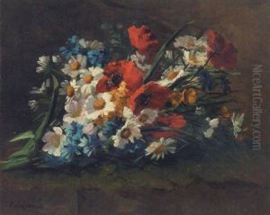 Summer Flowers On A Table by Edmond Van Coppenolle