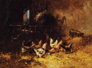 Chickens In The Hay by Edmond Van Coppenolle